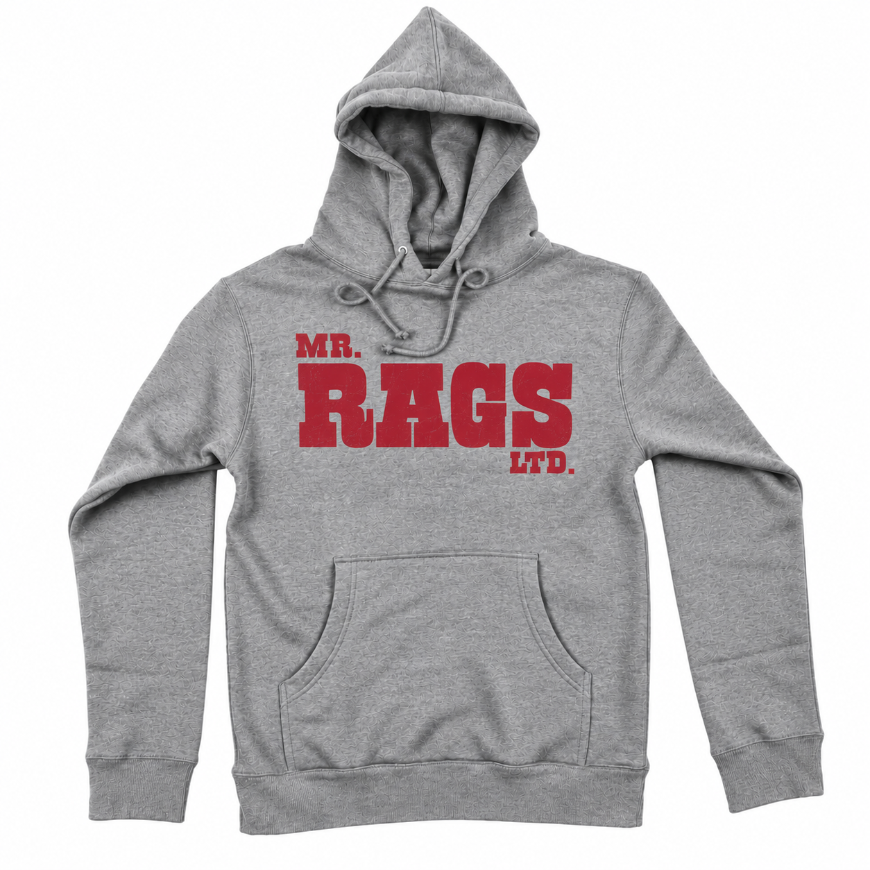 Mr. Rags Heather Gray Hoodie with Red Logo hoodie