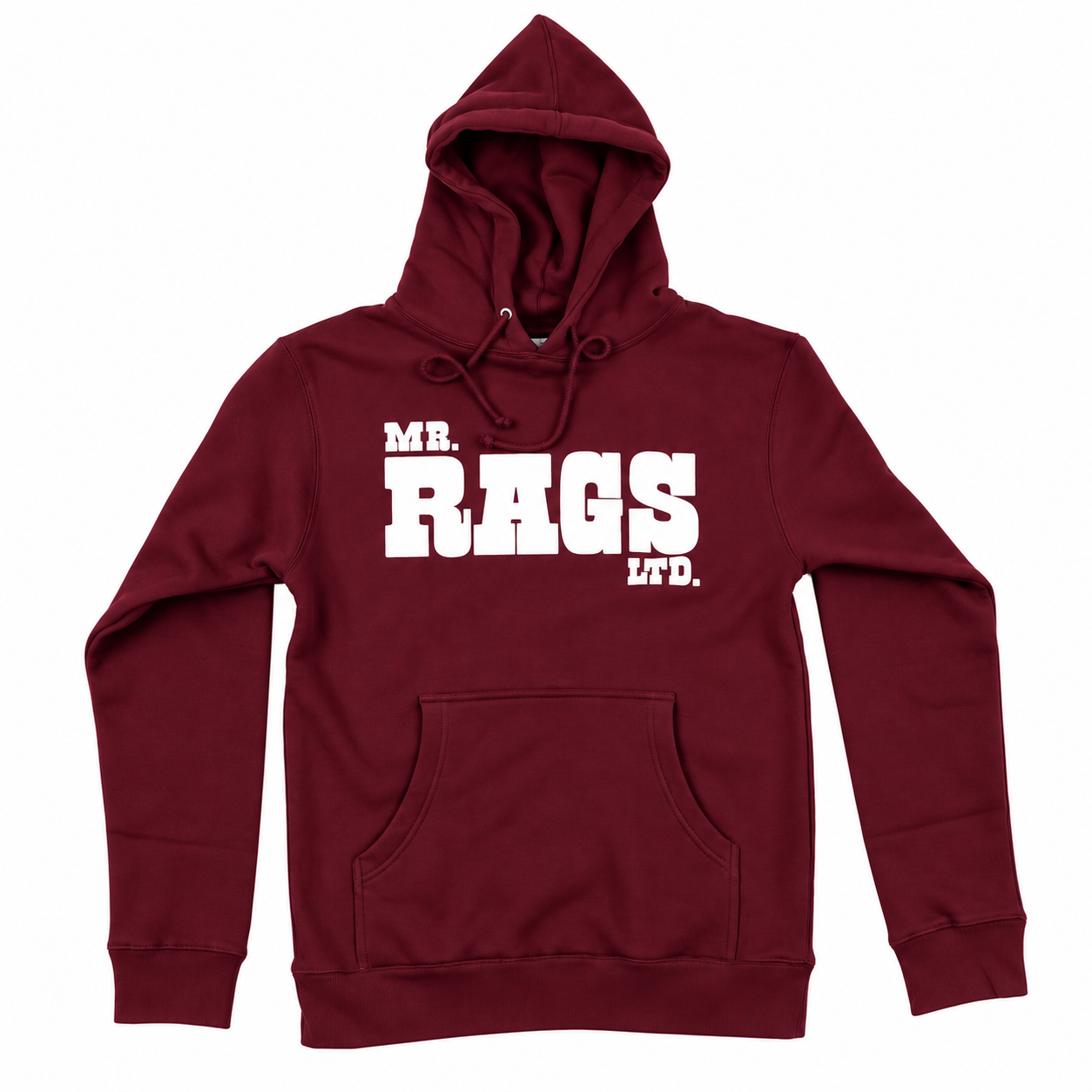 Mr. Rags Maroon Hoodie with White Logo hoodie
